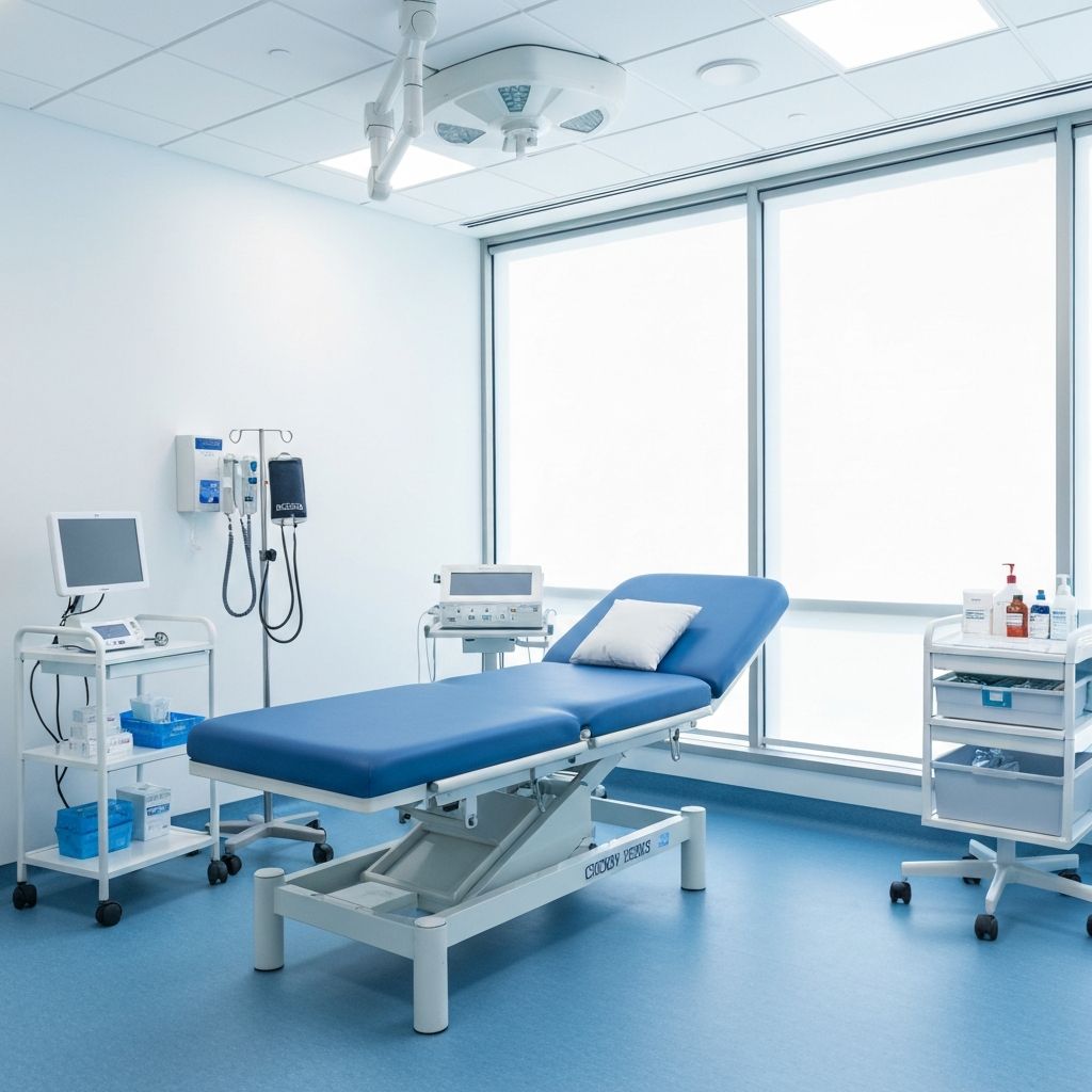 Sala de atendimento médico limpa e equipada